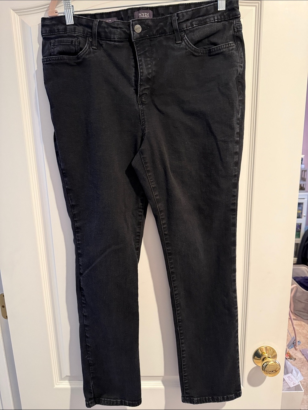 NYDJ Sherri Slim black jeans, size 14.